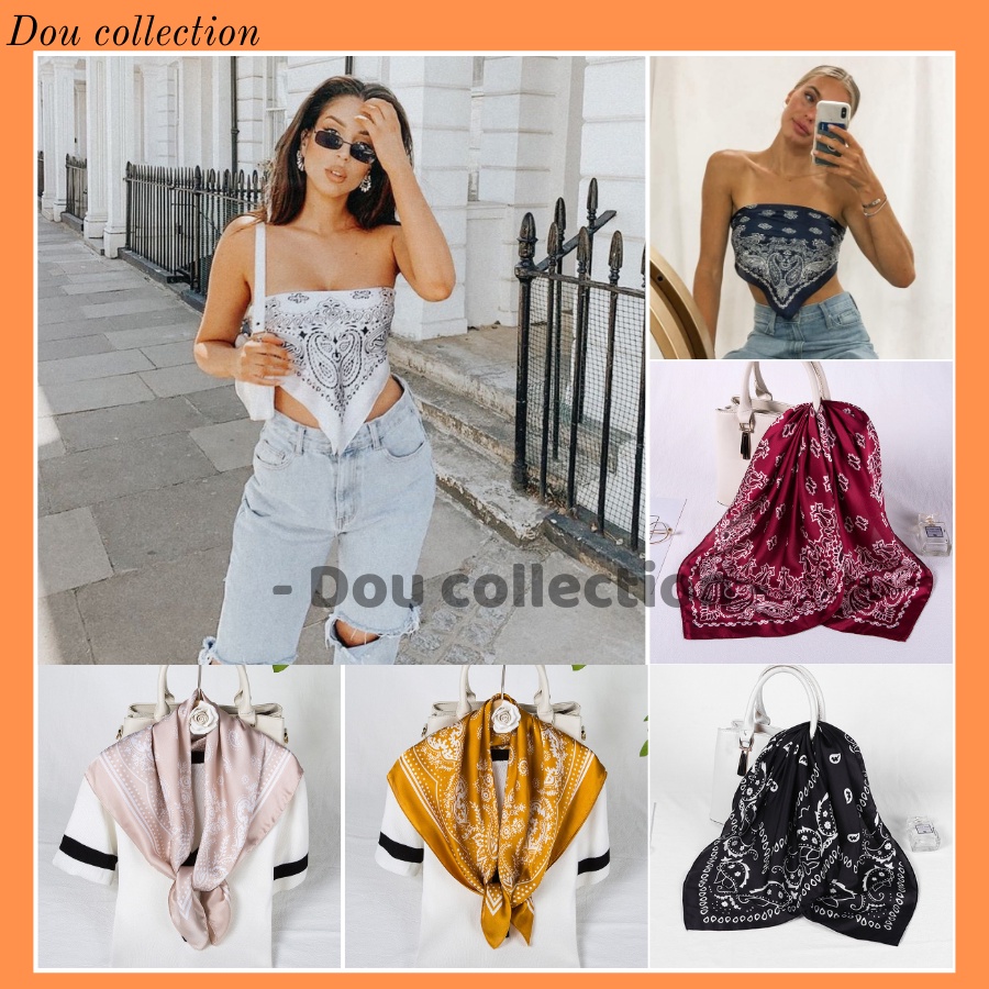 Khăn bandana lụa làm áo bikini chât liệu chiffon - 70x70cm - mã b005