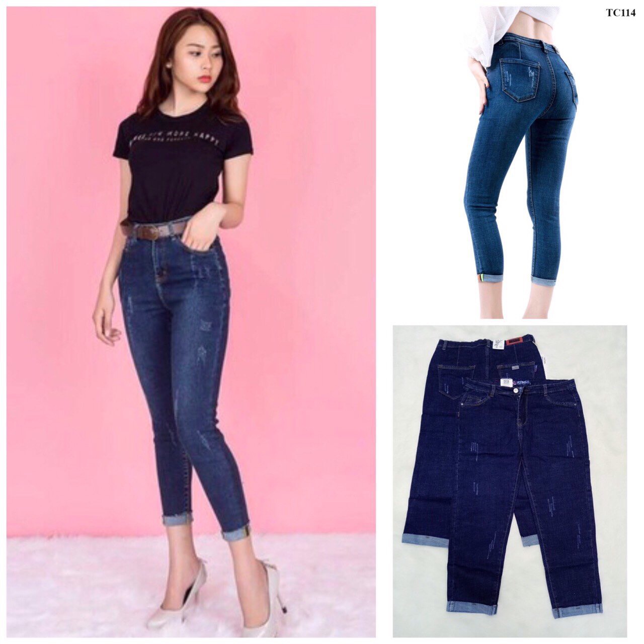 Quần bò 9 tấc,quần jean nữ 9 tấc co giãn tốt
