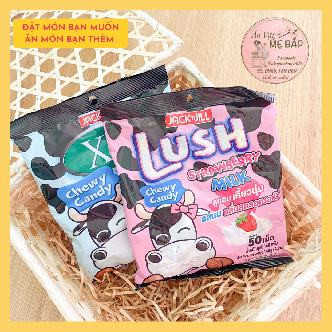 Kẹo Sữa Bò Lush Jack Jill Thái Lan 140g  - Vị Truyền Thống và Vị Dâu Tây - Shop Mẹ Bắp [Date 11/2023]