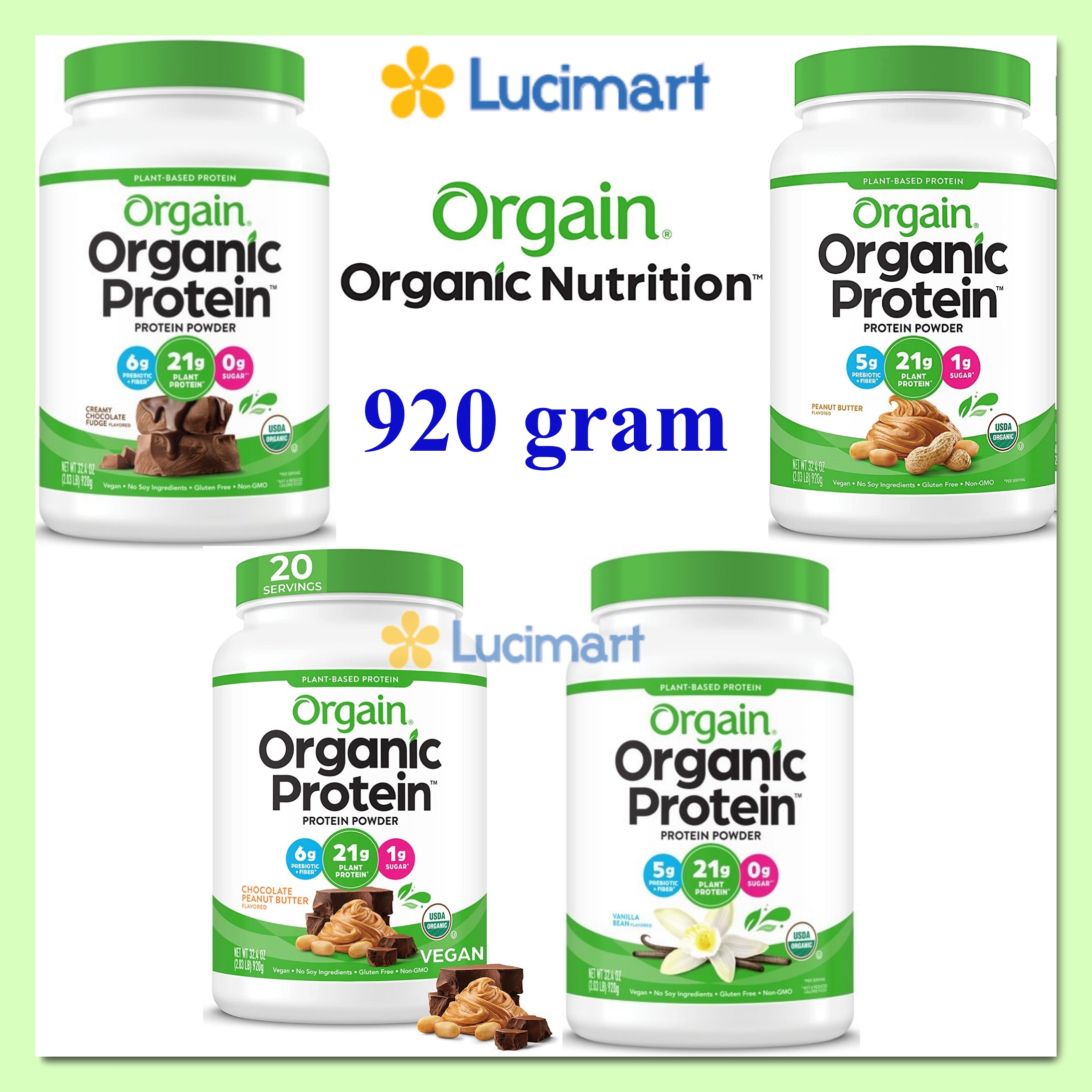 Bột đạm thực vật hữu cơ Orgain Organic Protein Plant Based Protein Powder nhiều hương vị [Hàng Mỹ]