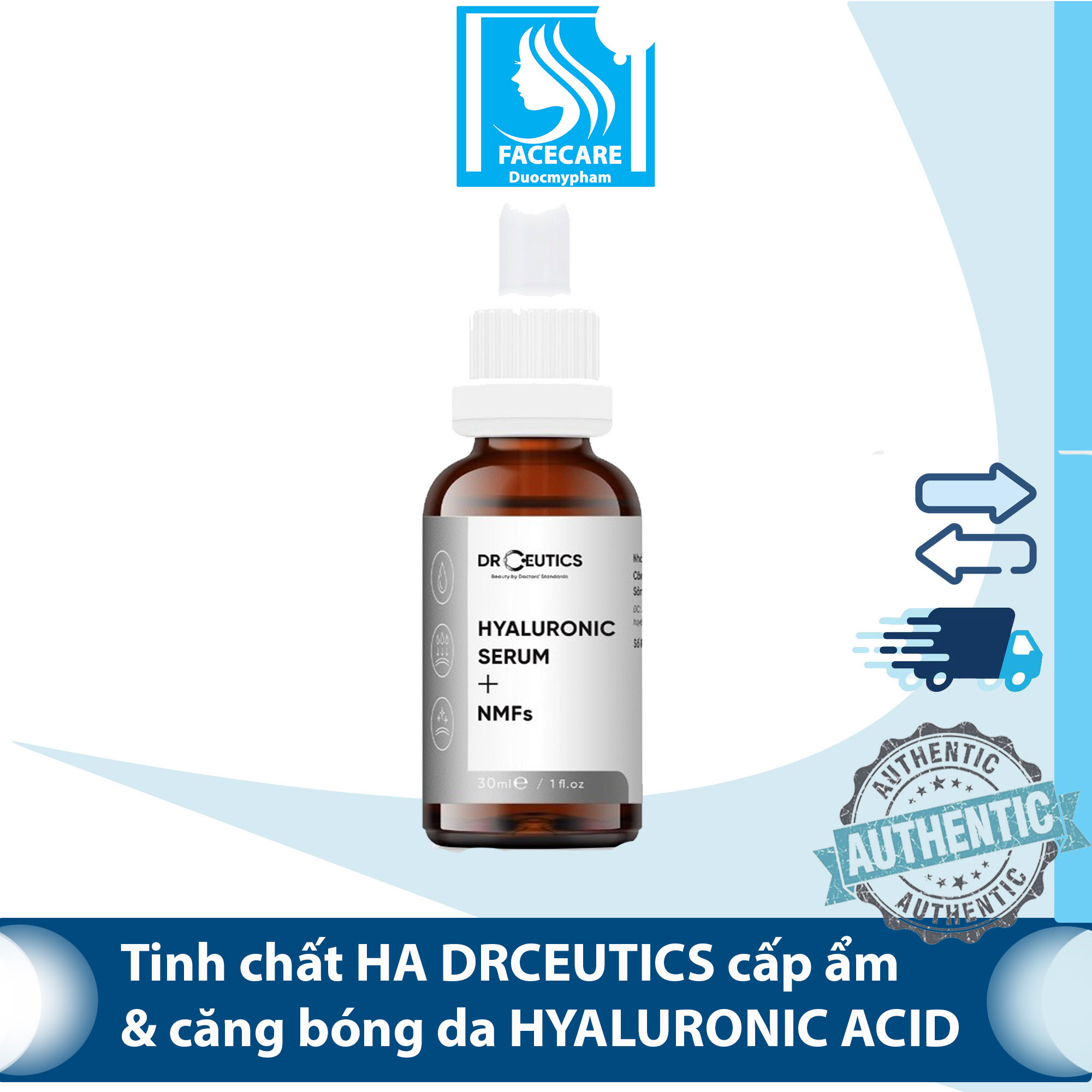 Tinh chất serum ha drceutics cấp ẩm và căng bóng da hyaluronic acid + nmfs 30ml