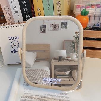 Gương trang điểm để bàn, gương soi di động dòng thấp 2 mặt xoay 360 độ