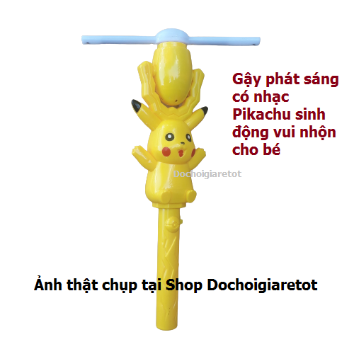 [Có Đèn Nhạc] Đồ Chơi Cây Gậy Quay Pikachu Sôi Động Dành Cho Bé (tặng kèm pin)