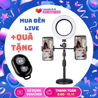 Đèn live stream để bàn size 16cm, Hợp kim chắc chắn, Giá đỡ điện thoại Livestream có đèn Led, 2 giá đỡ điện thoại  chữ T