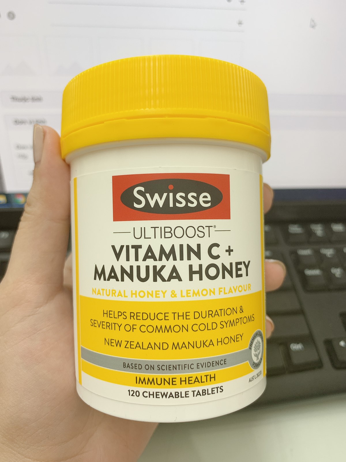 Viên uống tăng miễn dịch Swisse vitamin C+ manuka honey Úc