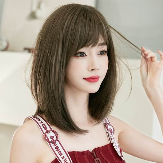 Tóc giả nữ Hàn Quốc cao cấp - Tóc giả nữ nguyên đầu cup ngắn. Tóc giả, tóc ngắn, tóc giả có da đầu, tóc vic