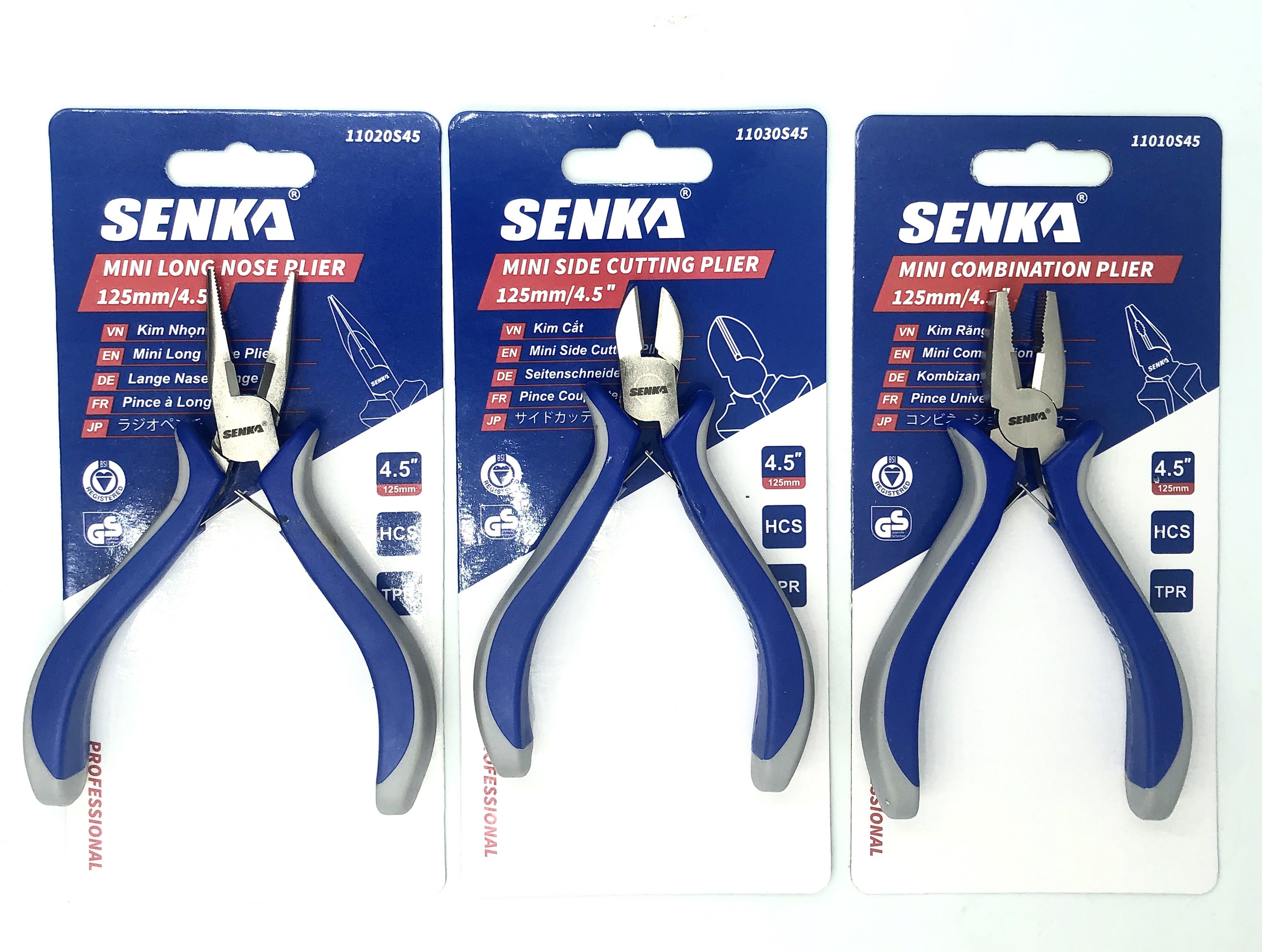 Kềm mini 4.5 inch, kềm thủ công, kềm tiện ích hiệu senka, chọn kềm điện - kềm răng - kềm cắt - set 3 kềm