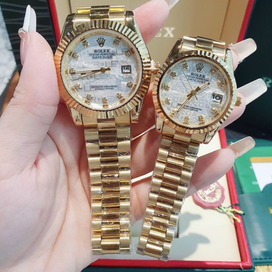 Đồng hồ Rolex40-32mm cặp nam nữ - Đính đá dây kim loại chống nước -dong ho nam -đồng hồ nam giá rẻ -đồng hồ nam chống nước -đồng hồ nam chính hãng- đồng hồ nam - đồng hồ đôi nam nữ- đồng hồ thông minh