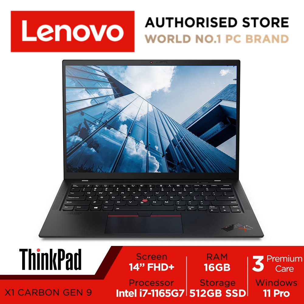 Lenovo ThinkPad X1 Carbon Gen 9 Laptop, 14.0 1920 x 1200, Intel EVO Core  i7-1185G7 vPro, IPS Low Blue Light 100% sRGB, Thunderbolt4, Fingerprint