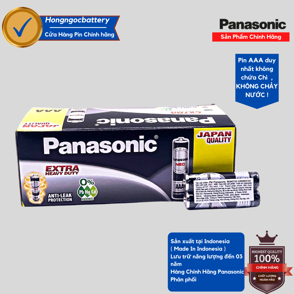 Hộp Pin đũa AAA 1,5V panasonic 60 viên R03NT , Hàng nhập khẩu Indonesia