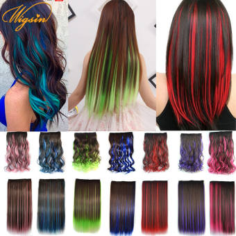 Kẹp Tóc Dài/Xoăn Tổng Hợp Nối Màu Trong Một Mảnh, Mở Rộng Tóc Vô Hình, Đen Màu Hồng Cosplay Hairpieces Đối Với Phụ Nữ