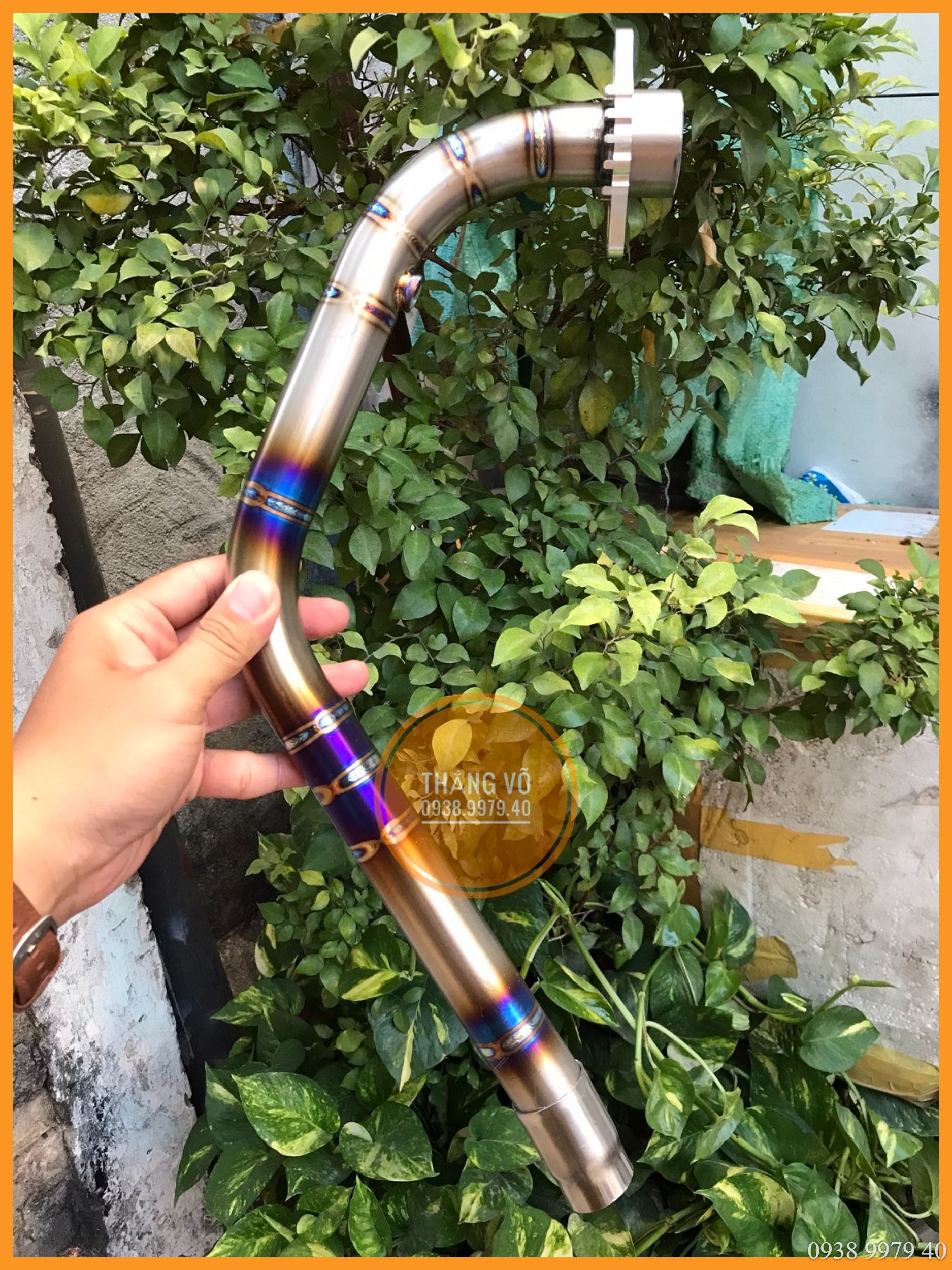 Cổ pô Winner Sonic, Cổ pô Winner Titan 32mm như zin tặng kèm lông đền nhôm CNC phụ kiện cổ titan Winner Winner X