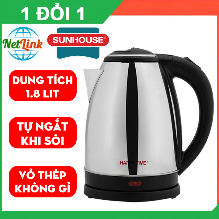 Ấm siêu tốc Sunhouse Happy Time HTD1081 1.8L Inox không gỉ siêu bền, tự ngắt khi nước sôi, tiết kiệm điện năng - Ấm pha trà , ấm đun nước , ấm đung nước , ấm đung siêu tốc