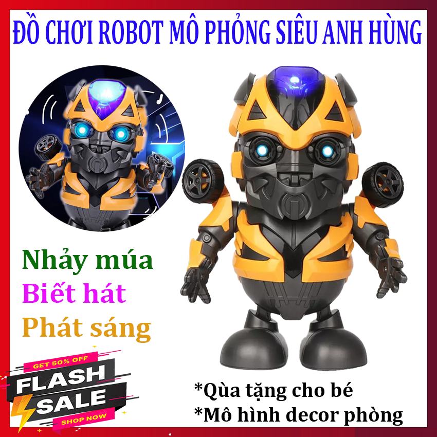[BIG SALE] Đồ chơi robot nhảy múa phát sáng, Robot nhảy múa vui nhộn mô phỏng siêu anh hùng giúp bé giải trí, Chất liệu nhựa ABS an toàn