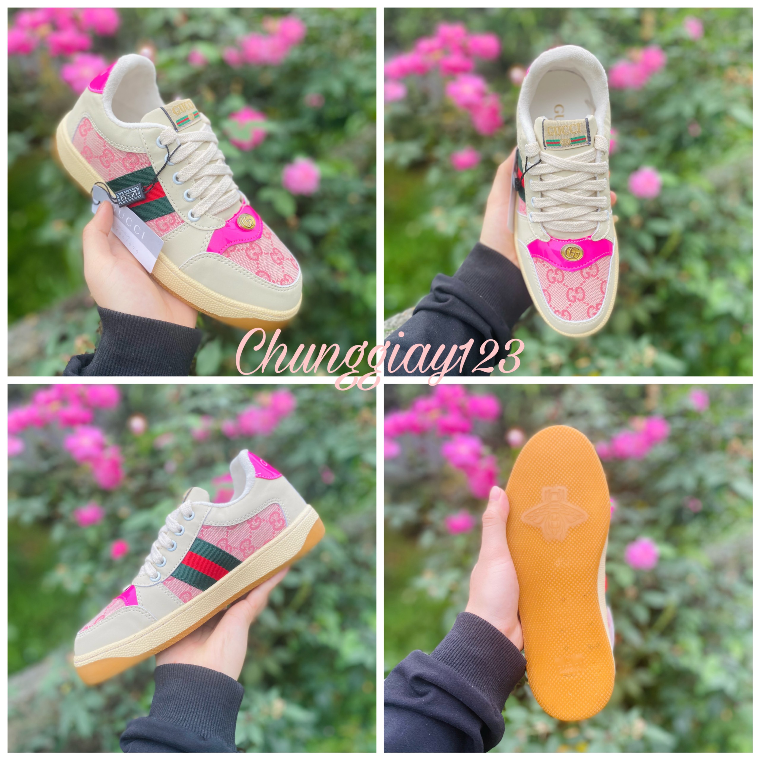 Giày thể thao Gu cci Sơn Tùng Hồng Giày sneaker Gu cci Sơn Tùng màu Hồng mẫu mới dễ phối đồ