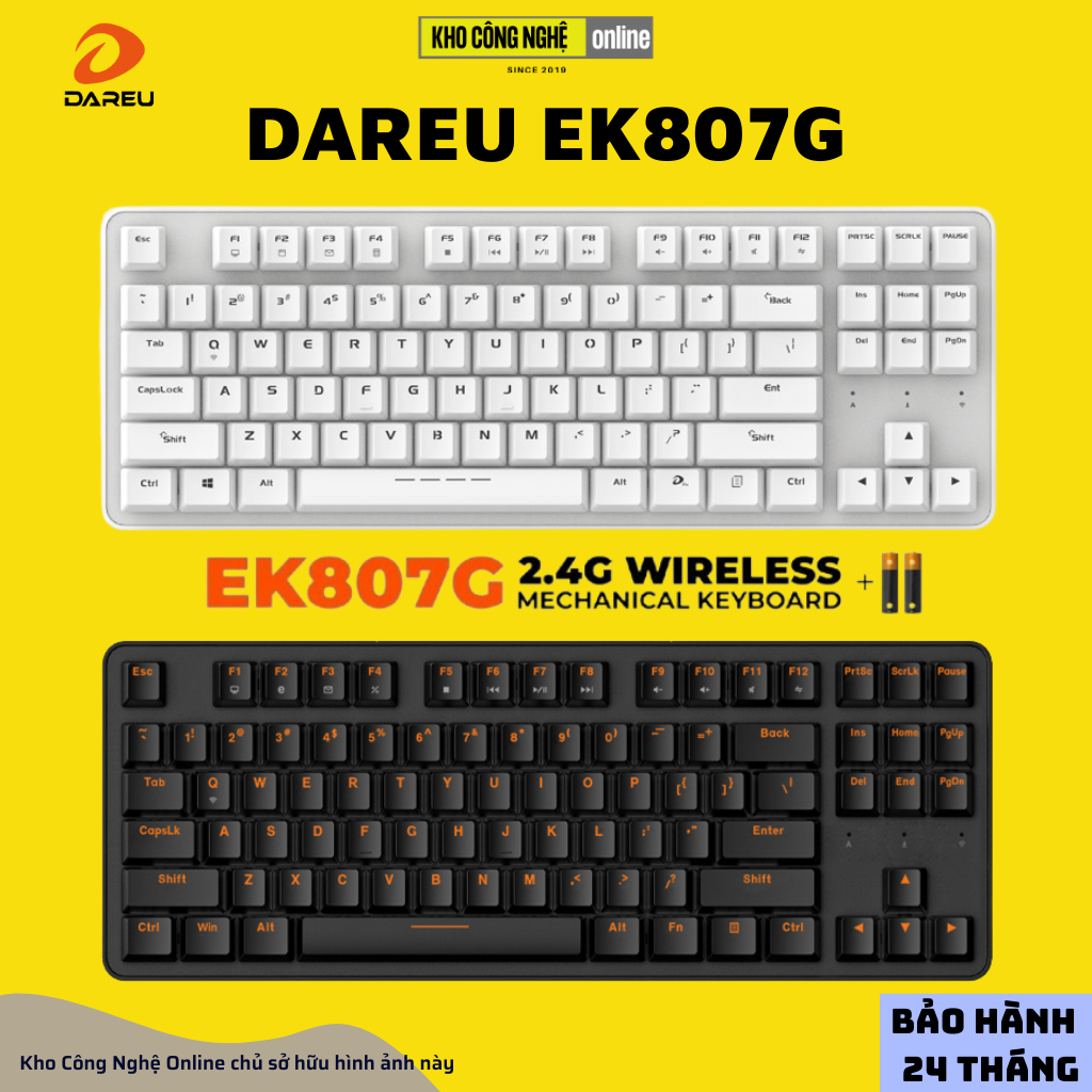 Bàn phím cơ không dây dareu ek807g black / white
