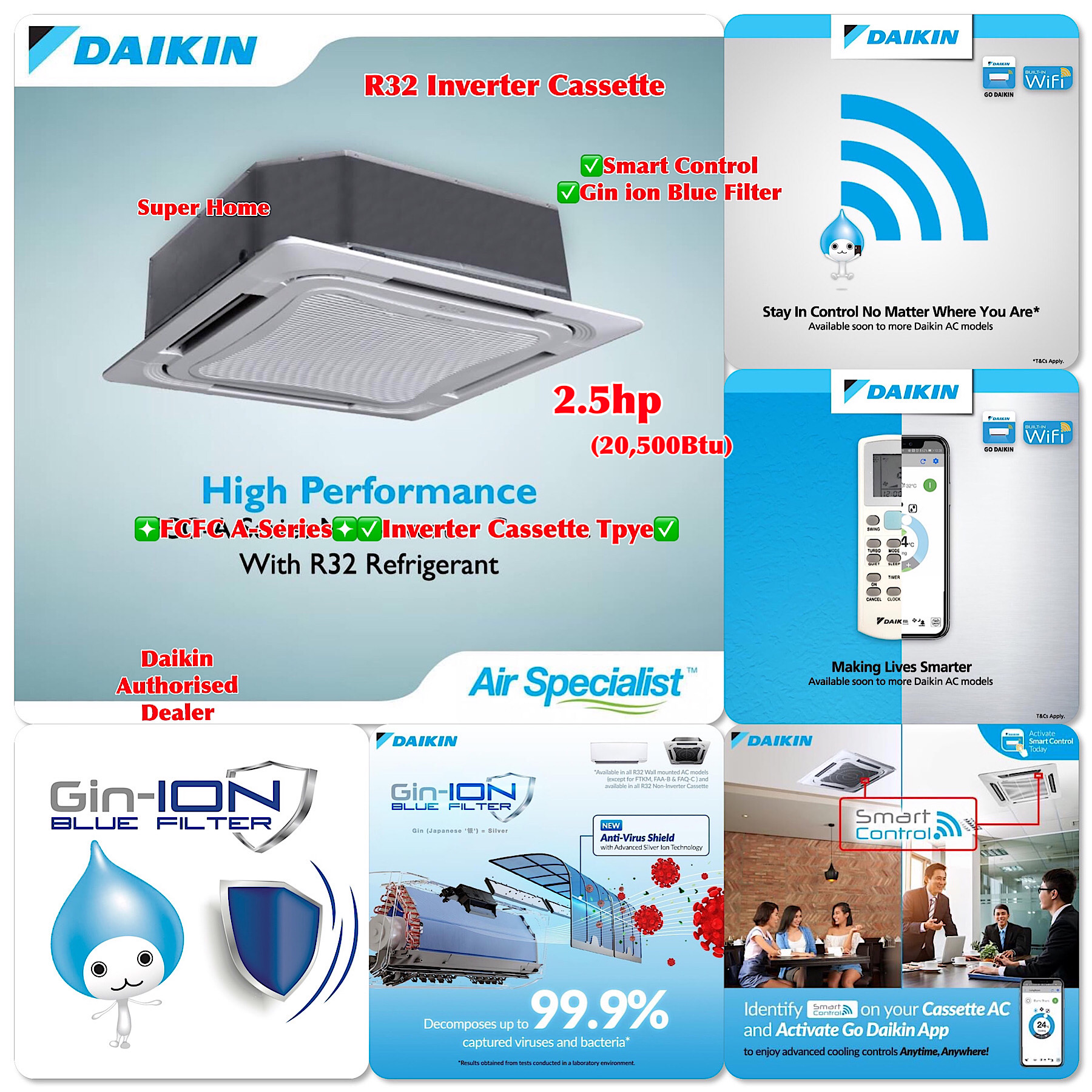 daikin cassette 2.5 hp inverter