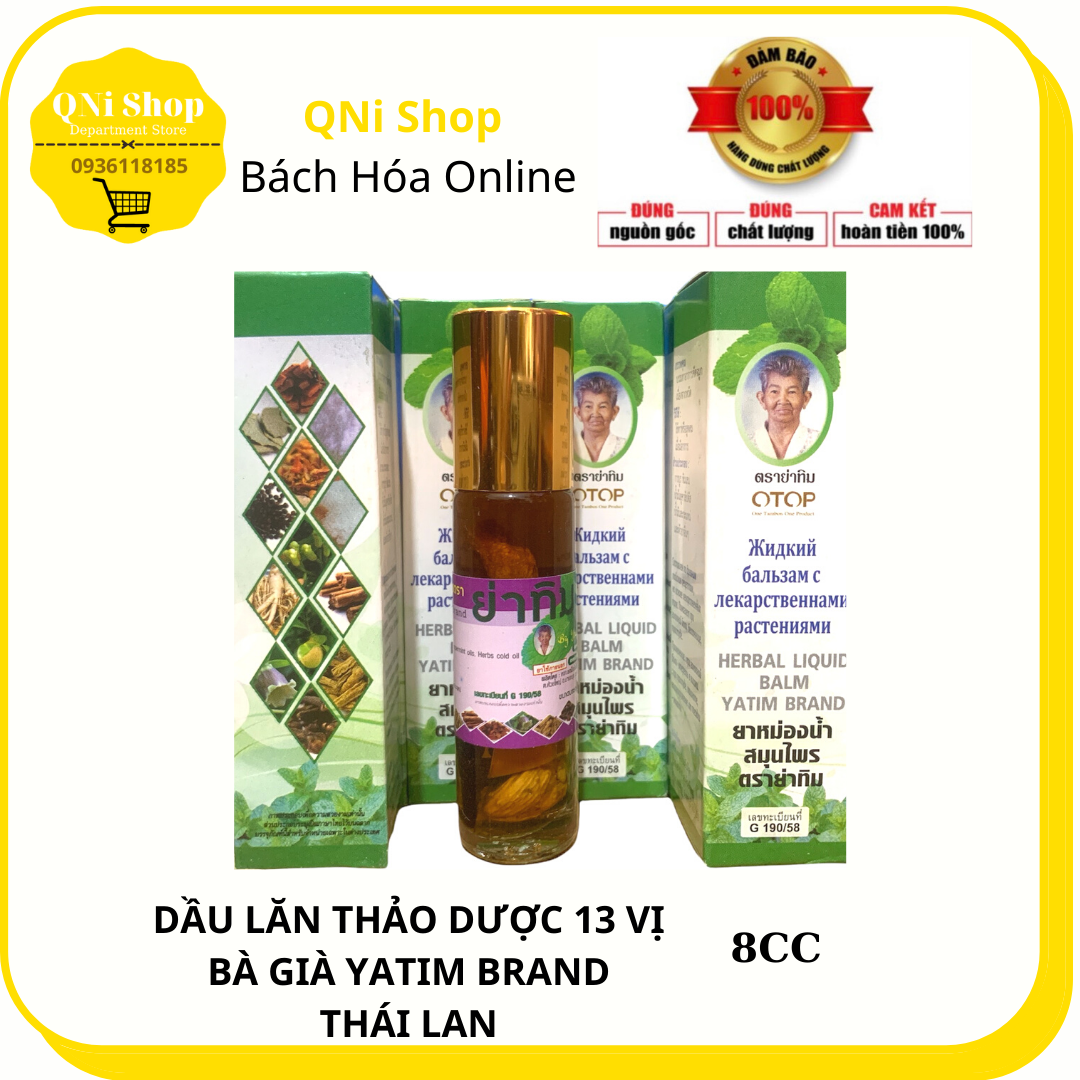 Dầu thảo dược 13 vị thái lan - dầu bà già yatim thái lan dạng lăn otop chính hãng 8ml