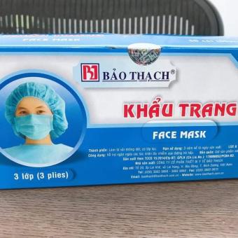 Hộp khẩu trang y tế 4 lớp Bảo Thạch kháng khuẩn màu xanh hộp 50 cái, còn tem niêm phong