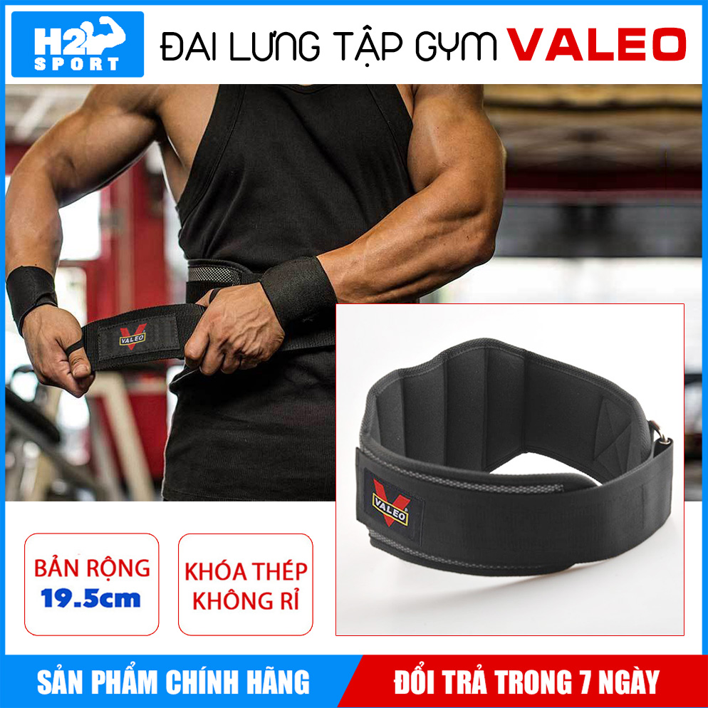 ĐAI LƯNG TẬP GYM VALEO THIẾT KẾ LỤC GIÁC - Bản rộng 19.5cm, hỗ trợ Gánh tạ, Squat