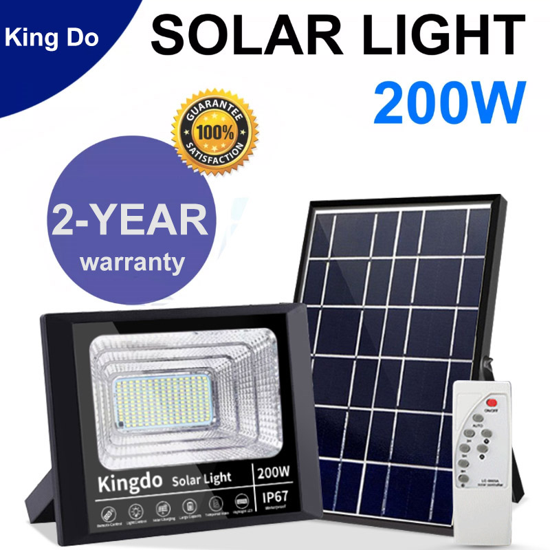 Đèn pin năng lượng mặt trời 200W Ánh sáng năng lượng mặt trời Đèn chiếu sáng pin mặt trời Chống thấm nước IP67 Bảo hành 3 năm