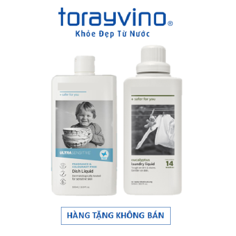 Bộ sản phẩm sống xanh, gốc thực vật gồm nước giặt và nước rửa chén 500ml Torayvino