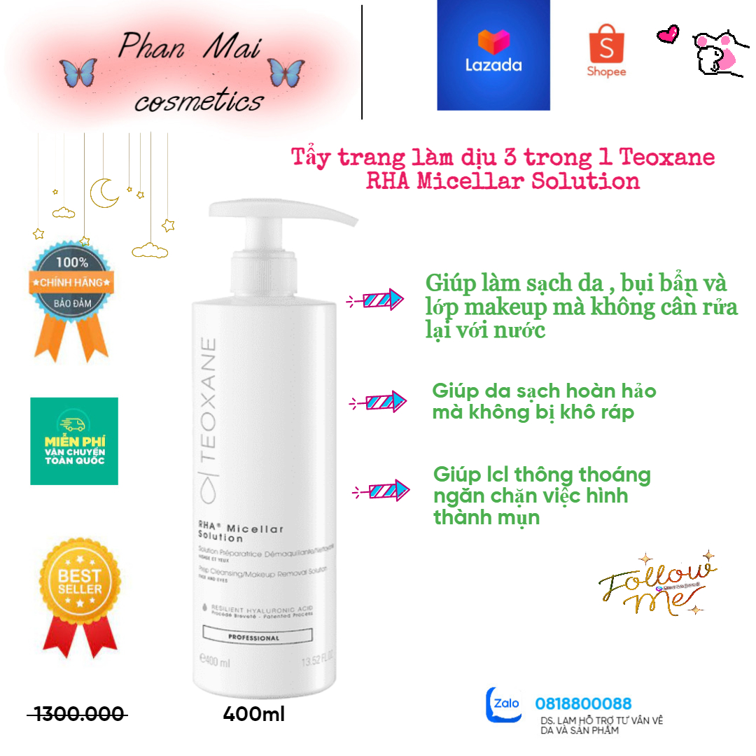 Tẩy trang làm dịu 3 trong 1 Teoxane RHA Micellar Solution