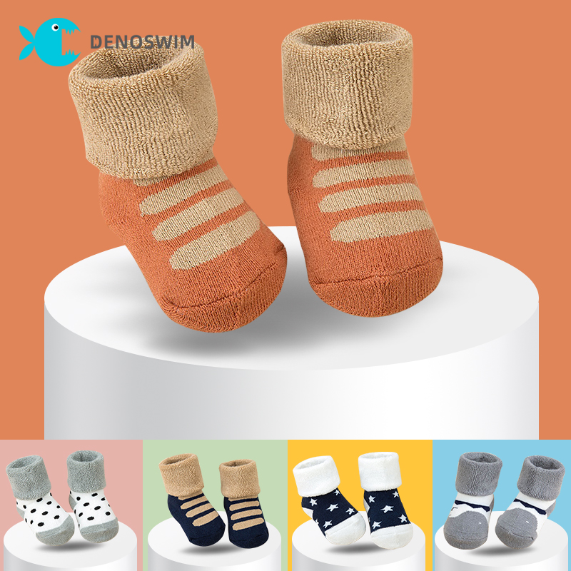  Vớ Mùa Đông Ấm Áp Cho Bé Tất Ngắn Bằng Cotton Mềm Dày Cho Bé Trai Bé Gái Sơ Sinh Vớ Sàn In Hoạt Hình Cho Trẻ Mới Biết Đi 