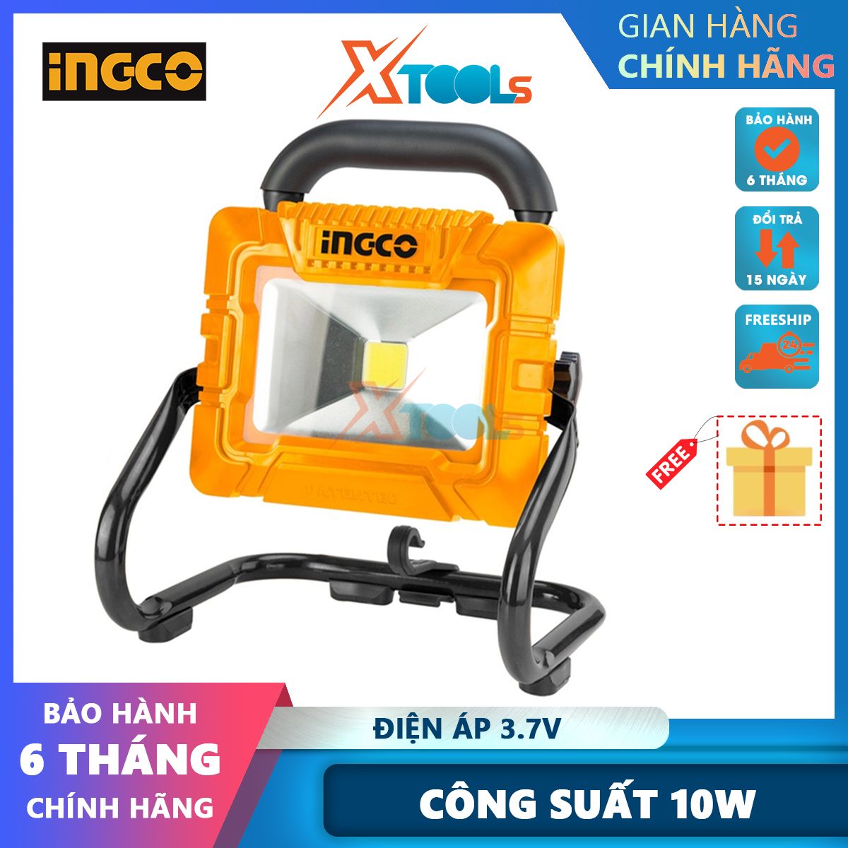 Đèn làm việc dùng pin ingco 20v ingco hrlf4415 đèn led chiếu sáng dùng điện áp 3,6v chiếu sáng trong hầm tối, các khu vực khai thác xtools