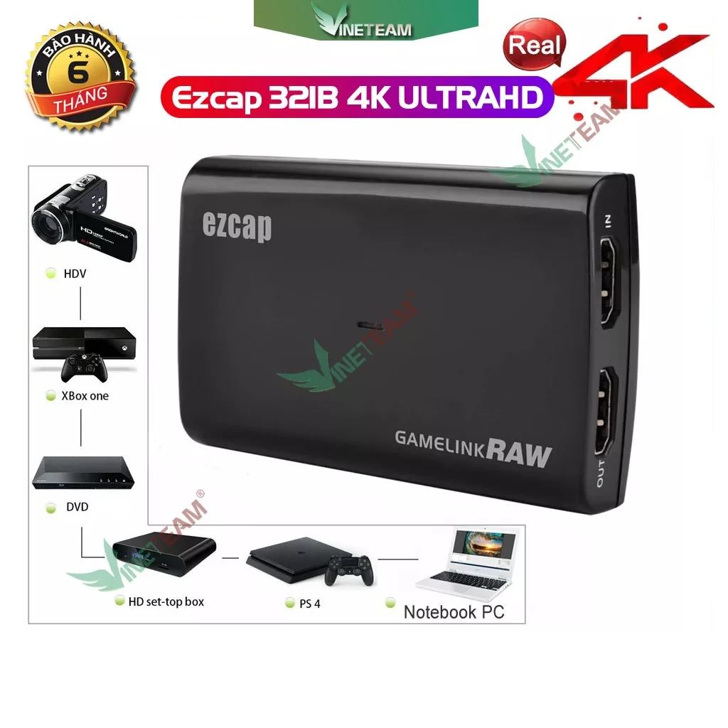 Ezcap 321B GameLink RAW 4K hộp Video Game Capture hdmi to usb 3 0 livestream obs hỗ trợ 1080p Giá 1,735,000 Đồng*Miễn phí vận chuyển