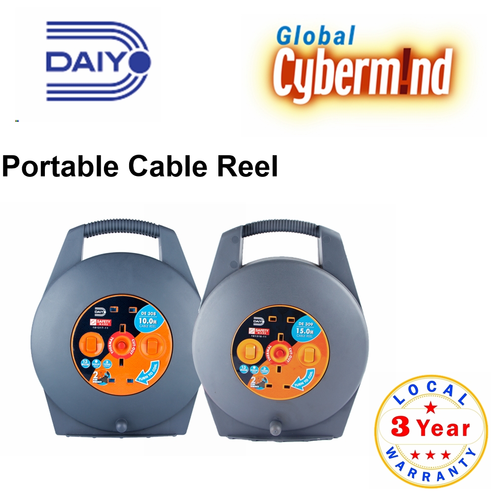 Daiyo DE 309 Portable Cable Reel/ Extension Cable Roll 15m