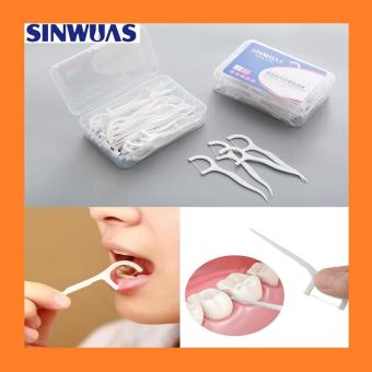 Hộp 50 tăm chỉ nha khoa 2 đầu SINWUAS - tăm xỉa răng nhựa cao cấp