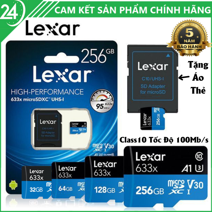 Thẻ nhớ Lexar 32GB/64GB/128GB/256GB Class 10- Công nghệ UHS-III để có tốc độ truyền lên đến 100MB/s, Tương thích với mọi thiết bị, Hàng chính hãng, Bảo hành 5 Năm 1 đổi 1, thẻ nhớ 32gb thẻ nhớ 64gb thẻ nhớ 128gb