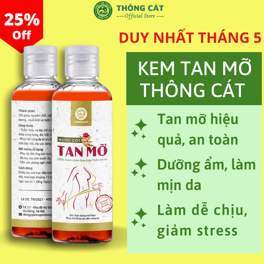 Kem tan mỡ combine thảo dược Đông y gia truyền Thông Cát (Since 1918) - Đánh tan mỡ thừa , giảm cân an toàn tại nhà hiệu qua tức thì