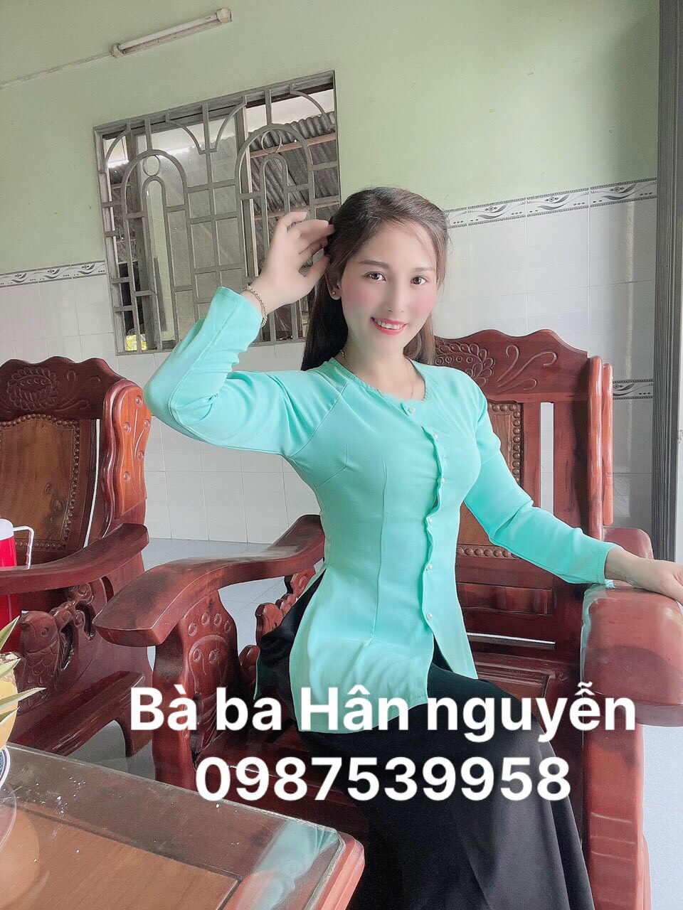 Aó bà ba trơn cổ tròn