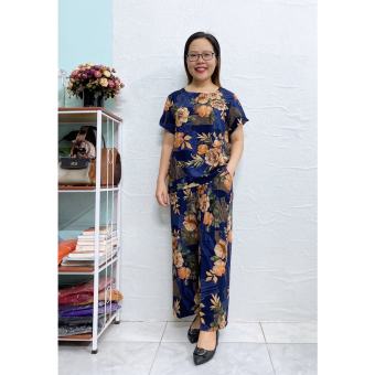 Bộ Lanh Nhung 3D Quần Dài Tay Cộc Trung Niên