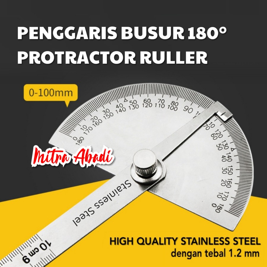 Penggaris Busur 180°/ Stainless Steel Protractor Angle Ruler
