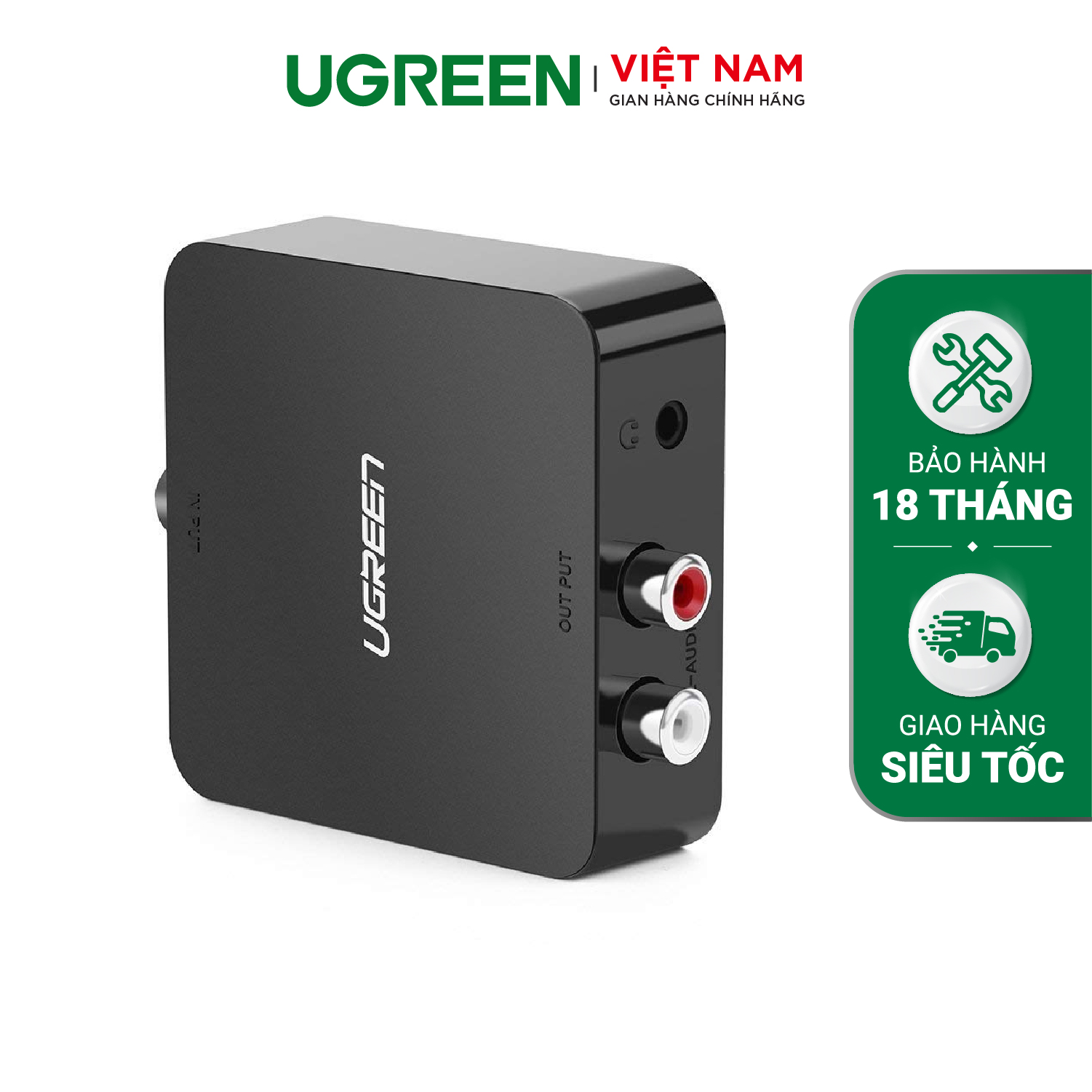 Bộ chuyển đổi âm thanh từ cổng quang (Coaxial) sang chuẩn RCA UGREEN | Hỗ trợ âm thanh stereo 24bit S / PDIF đầu vào | Đầu ra là tín hiệu Audio R/L | 30910 30908 30523