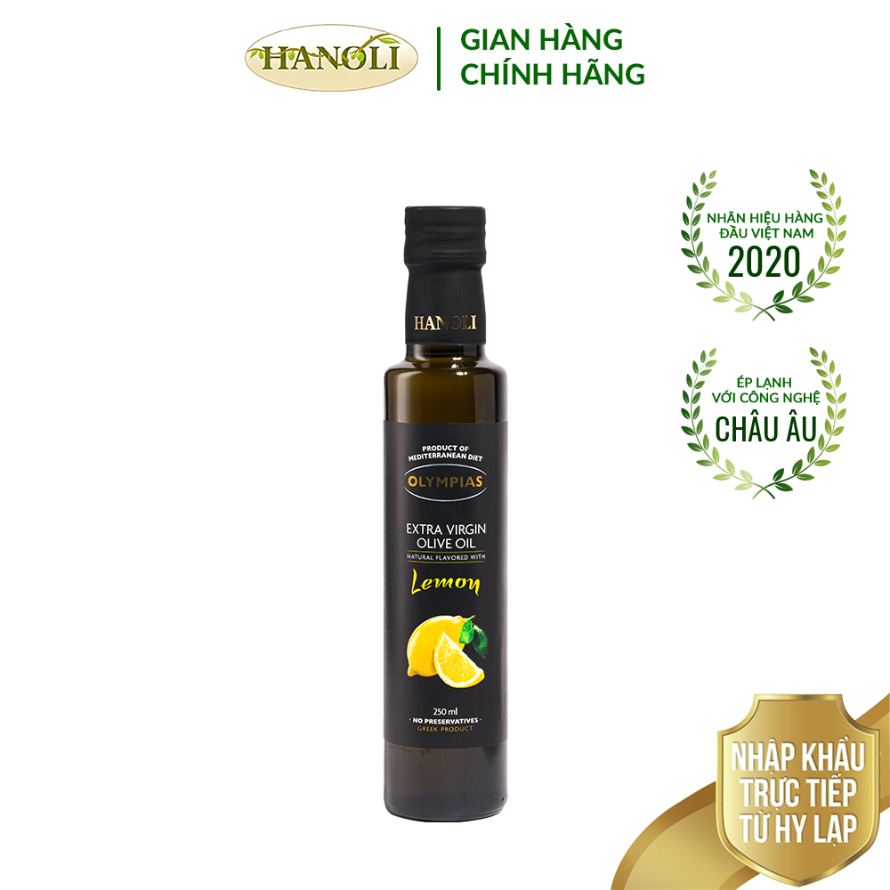 Dầu oliu siêu nguyên chất vị chanh OLYMPIAS chai 250ml