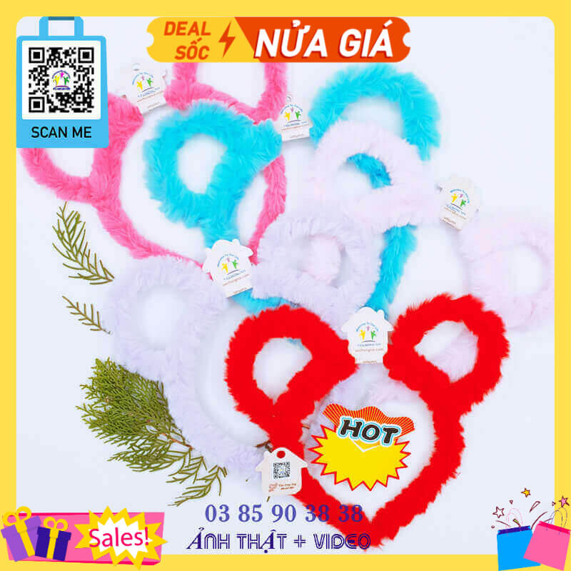 Băng đô nữ, bờm tóc cho bé gái, phụ kiện nữ, đồ cài tóc lông mềm mịn, tai gấu xinh xắn cao cấp - thương hiệu Vợ Chồng Tôi