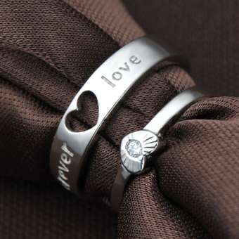 Nhẫn đôi tình yêu trái tim Forever &Love Freesize HHN-JZ73(Nhẫn Cặp)