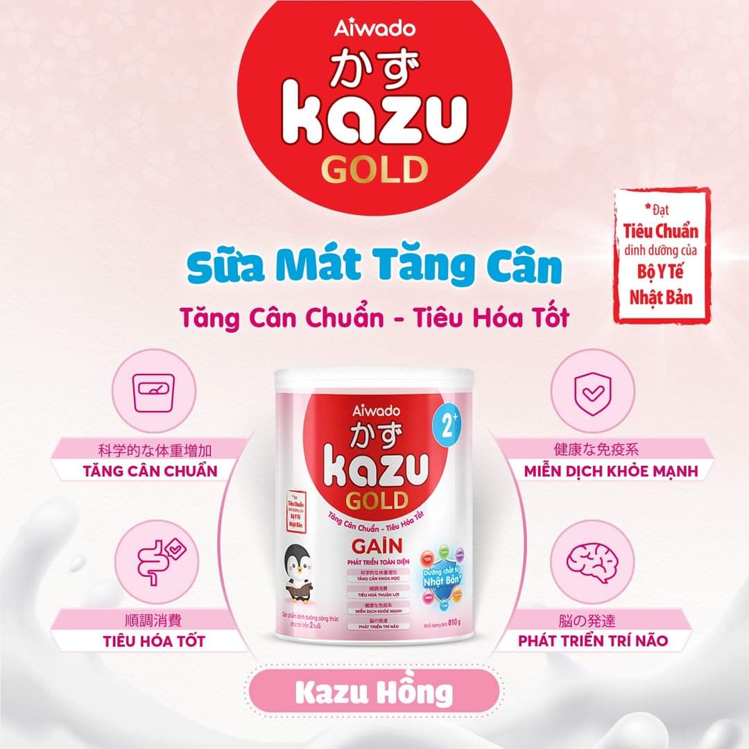 Sữa bột kazu gold gain 0+, 1+, 2+ 810g