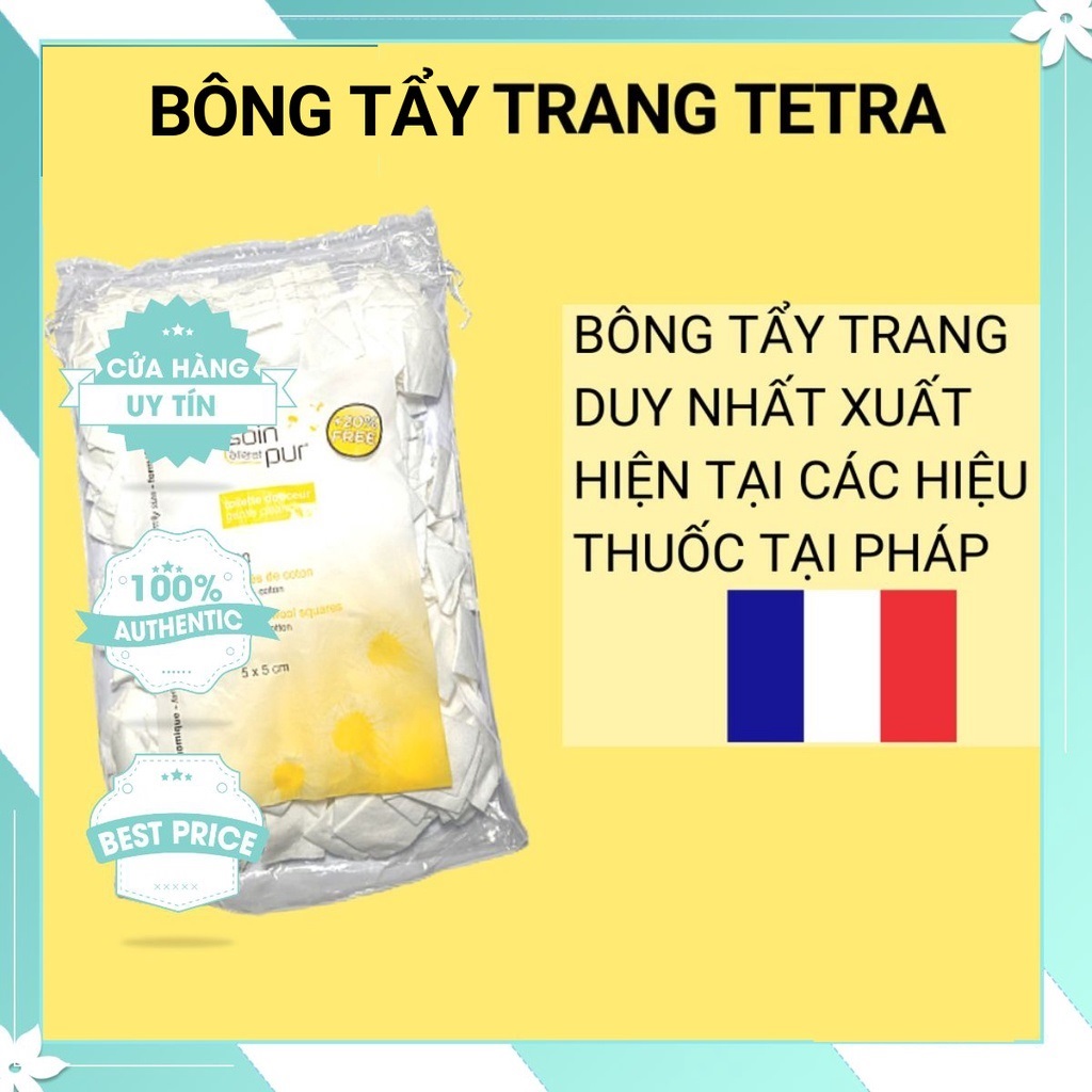 BÔNG TẨY TRANG 600 MIẾNG TETRA LE SOIN LARETAT PUR NỘI ĐỊA PHÁP - BÔNG TẨY TRANG TETRA PHÁP 600 MIẾNG