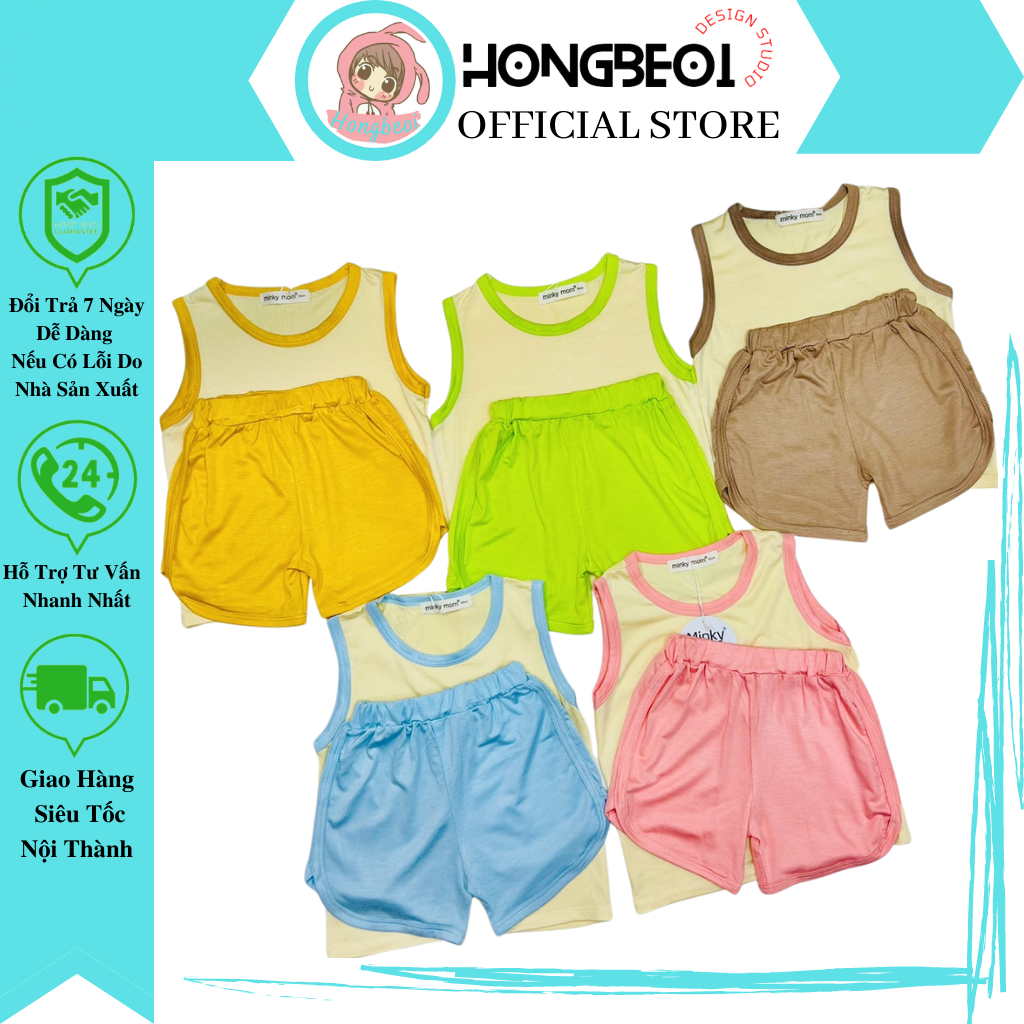 Bộ minkymom thun lạnh ,đồ bộ ba lỗ cho bé trai bé gái lbl10