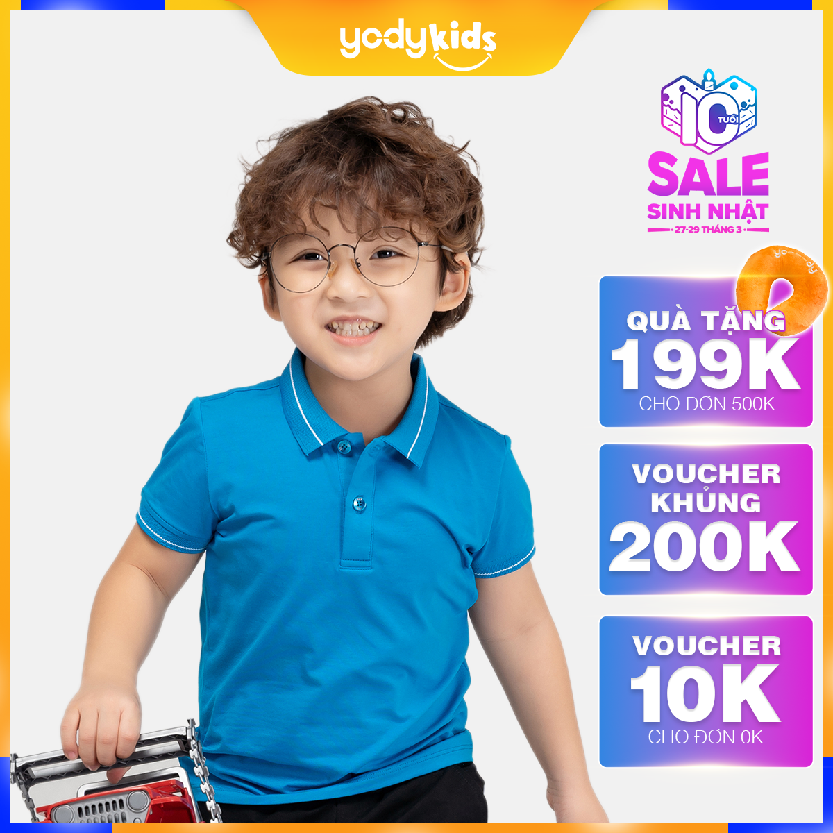 Áo polo trẻ em pima YODY, áo phông trẻ em co giãn chiều thoáng mát giảm nhiệt kháng khuẩn tự nhiên KID3261