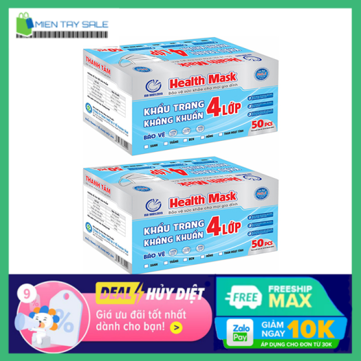 Combo 2 hộp Khẩu trang y tế 4 lớp Thành Tâm hộp 50 cái-MIỀN TÂY SALE