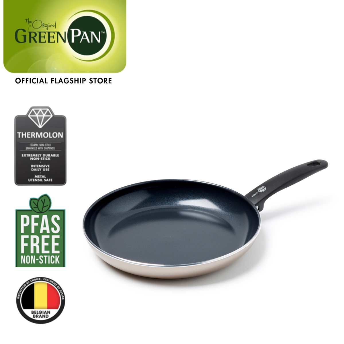 GreenPan Cambridge 20cm Deep Frying Pan w/o Lid, Quartz Grey [PFAS