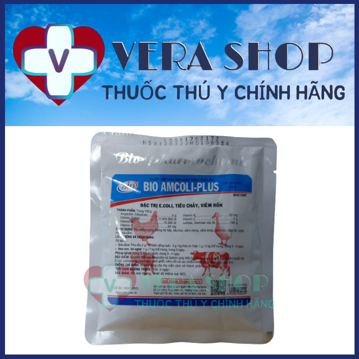 BIO AMCOLI PLUS 100G - Thuốc trị Ecoli nhiễm trùng hô hấp tiêu hóa viêm móng viêm khớp viêm rốn trên