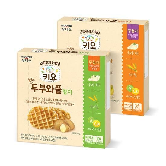 Bánh quế đậu hũ non Hodies Kiyo Moist Ildong, Hoodies Kiyo Moist Tofu Waffle, bánh quế đậu hũ non Ildong Hàn Quốc hộp 64g cho bé