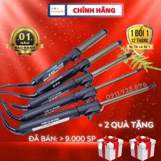 Máy uốn tóc xoăn Hàn Quốc Koremi tự xoay trục 360 độ, máy làm tóc xoăn lọn to, nhỏ Chuyên nghiệp cho Salon, BH 12 tháng